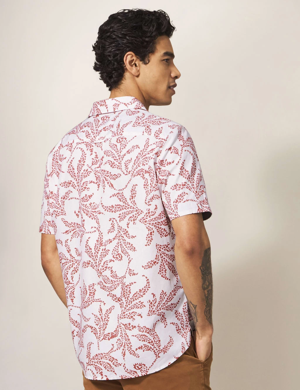 WHITE STUFF Pure Cotton Leaf Print Revere Shirt 5 WHITE STUFF Pure Cotton Leaf Print Revere Shirt - Image 5