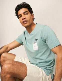 WHITE STUFF Pure Cotton Escape Graphic Crew Neck T-Shirt -Marksandspencer Sale Store SD 10 T19 3060 J4 X EC 2