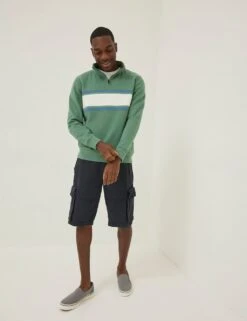 Pure Cotton Striped Half Zip Sweatshirt -Marksandspencer Sale Store SD 10 T19 4063 J4 X EC 2