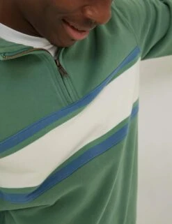 Pure Cotton Striped Half Zip Sweatshirt -Marksandspencer Sale Store SD 10 T19 4063 J4 X EC 4