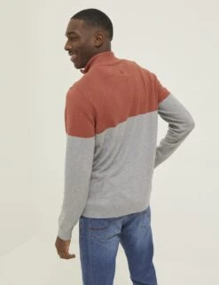 Cotton Rich Colour Block Half Zip Jumper -Marksandspencer Sale Store SD 10 T19 6375 P0 X EC 2