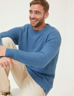 Pure Cotton Ribbed Crew Neck Jumper -Marksandspencer Sale Store SD 10 T19 6377 E0 X EC 1
