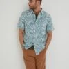 Linen Blend Leaf Print Shirt