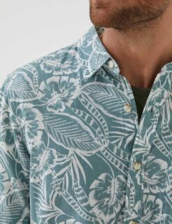 Linen Blend Leaf Print Shirt -Marksandspencer Sale Store SD 10 T19 7220 J4 X EC 3
