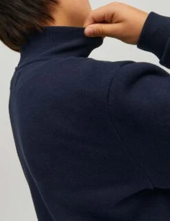 Jack & Jones Junior Cotton Rich Logo Half Zip Sweatshirt (8-16 Yrs) -Marksandspencer Sale Store SD 10 T54 2198 F0 X EC 4