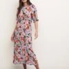 Floral Frill Detail Midi Tea Dress