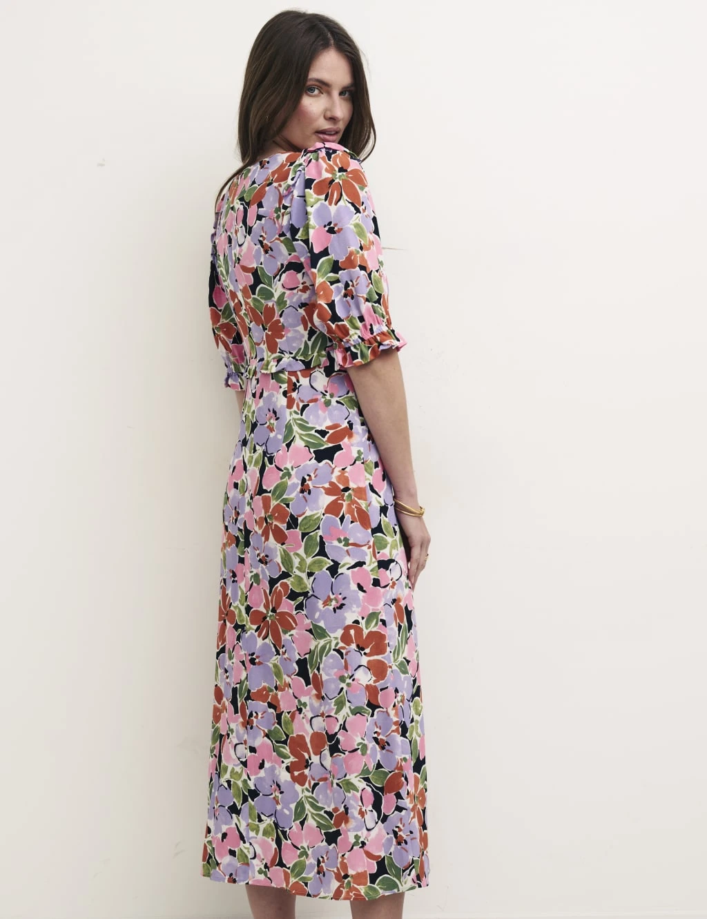Floral Frill Detail Midi Tea Dress 2 Floral Frill Detail Midi Tea Dress - Image 2