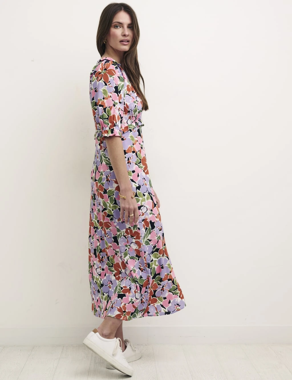 Floral Frill Detail Midi Tea Dress 3 Floral Frill Detail Midi Tea Dress - Image 3