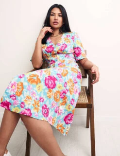 Floral Button Through Midi Tea Dress -Marksandspencer Sale Store SD 10 T82 6506 E4 X EC 3