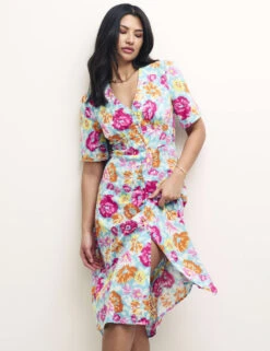 Floral Button Through Midi Tea Dress -Marksandspencer Sale Store SD 10 T82 6506 E4 X EC 4