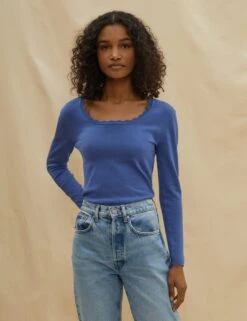 Scoop Neck Scallop Edge Jumper