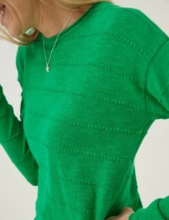 Cotton Rich Textured Round Neck Jumper -Marksandspencer Sale Store SD 10 T83 2120W J0 X EC 1