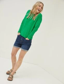 Cotton Rich Textured Round Neck Jumper -Marksandspencer Sale Store SD 10 T83 2120W J0 X EC 3