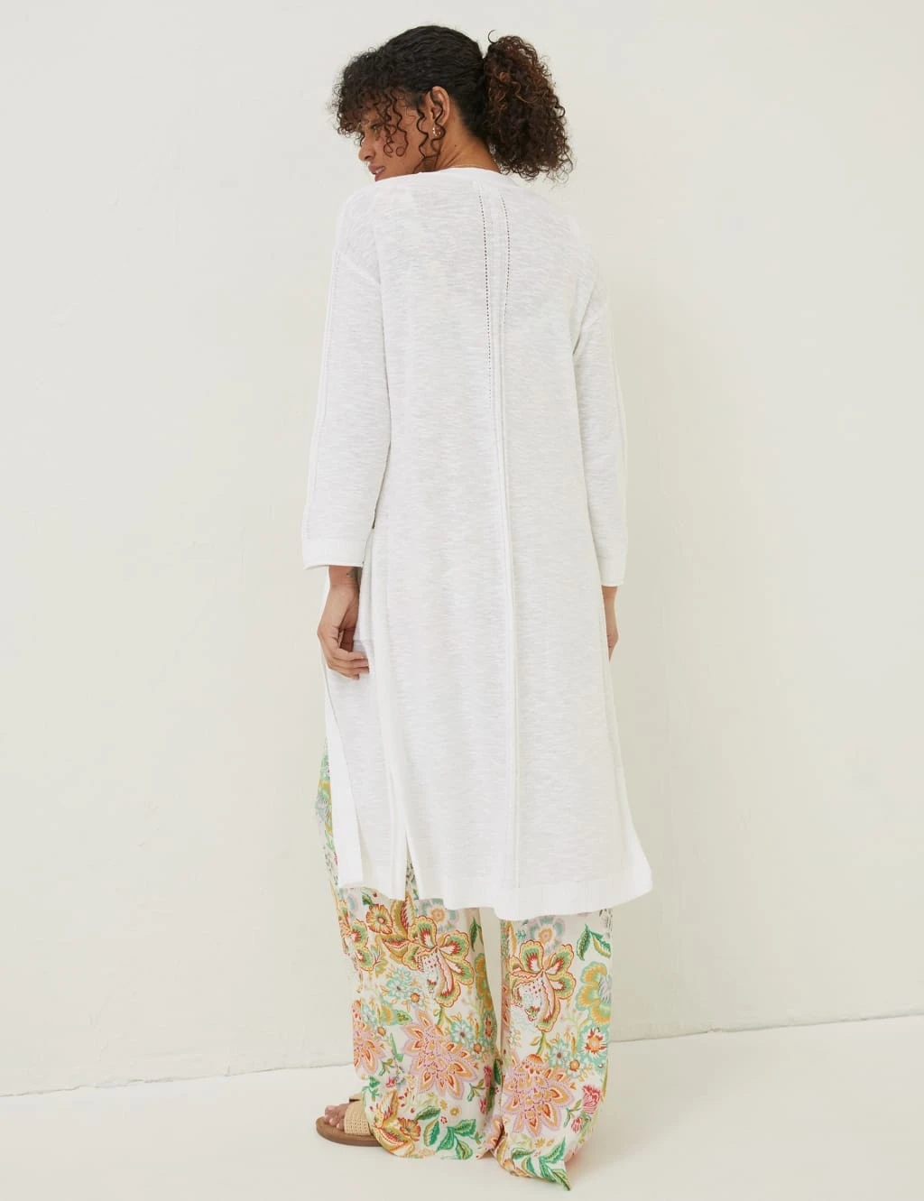 Cotton Rich Longline Cardigan With Linen 3 Cotton Rich Longline Cardigan With Linen - Image 3