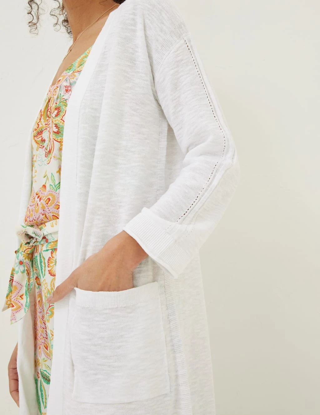 Cotton Rich Longline Cardigan With Linen 4 Cotton Rich Longline Cardigan With Linen - Image 4