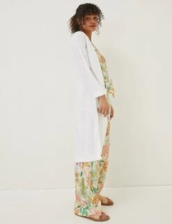 Cotton Rich Longline Cardigan With Linen 11 Cotton Rich Longline Cardigan With Linen -Marksandspencer Sale Store SD 10 T83 2121W Z0 X EC 4