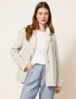 WHITE STUFF Linen Rich Relaxed Single Breasted Blazer