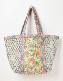 Cotton Rich Floral Quilted Tote Bag