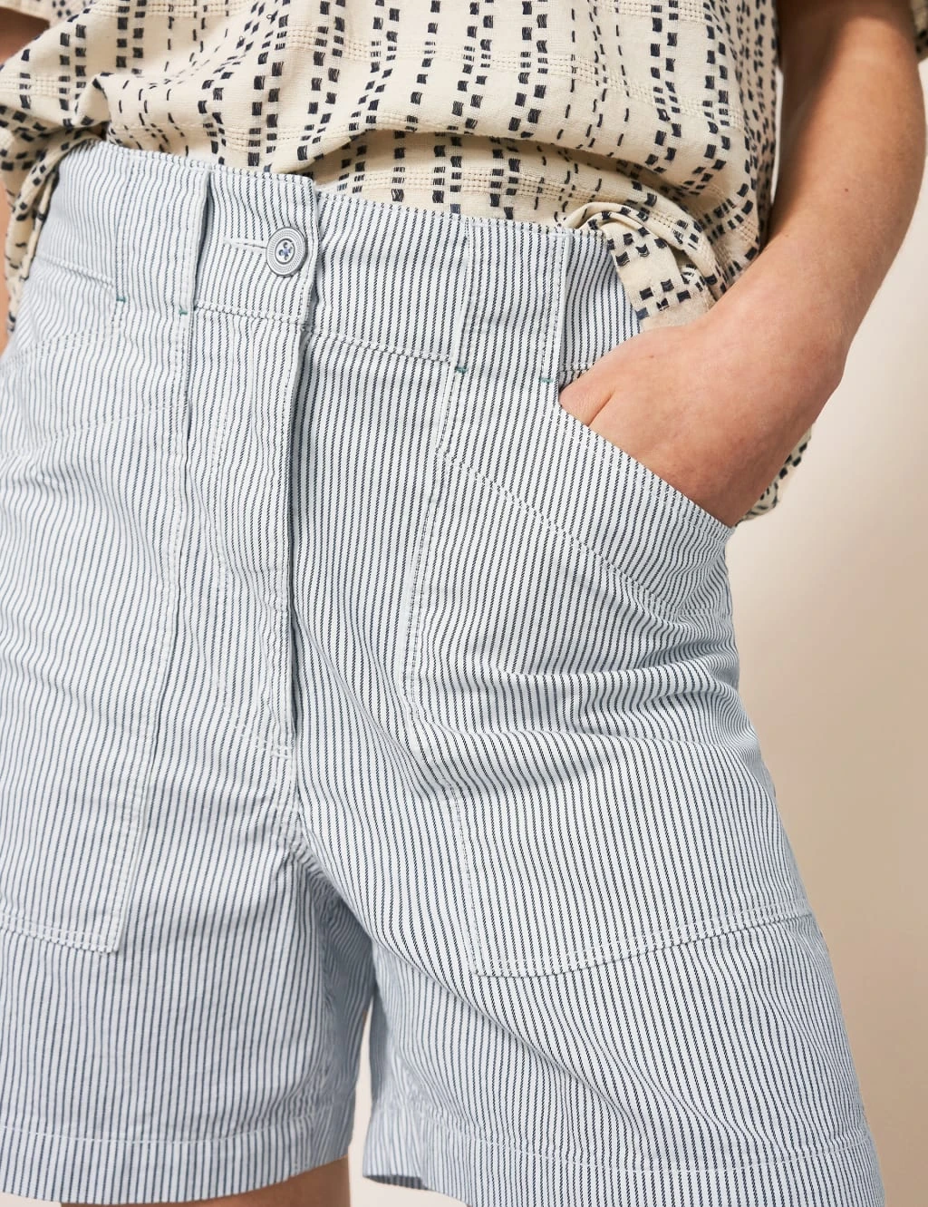 WHITE STUFF Cotton Rich Striped Chino Shorts 4 WHITE STUFF Cotton Rich Striped Chino Shorts - Image 4