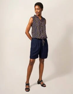 WHITE STUFF Linen Blend Pleat Front Shorts