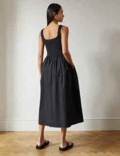 Organic Cotton Square Neck Midaxi Dress 9 Organic Cotton Square Neck Midaxi Dress -Marksandspencer Sale Store SD 10 T83 2356W Y0 X EC 3