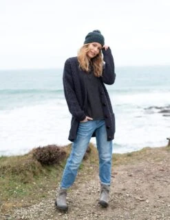 Celtic & Co. Pure Wool Cable Knit V-Neck Cardigan