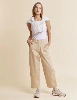 Pure Cotton Cargo Wide Leg Trousers