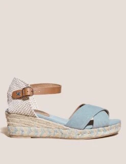 WHITE STUFF Canvas Ankle Strap Wedge Espadrilles