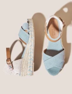 WHITE STUFF Canvas Ankle Strap Wedge Espadrilles -Marksandspencer Sale Store SD 10 T83 3121W E0 X EC 2