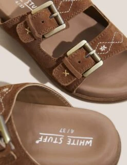 WHITE STUFF Suede Buckle Flat Sandals -Marksandspencer Sale Store SD 10 T83 3137W N4 X EC 1