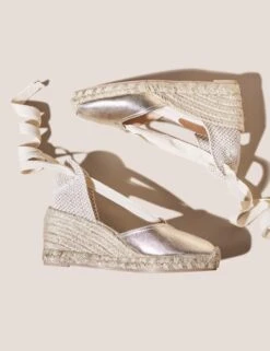 WHITE STUFF Leather Metallic Wedge Espadrilles -Marksandspencer Sale Store SD 10 T83 3138W S0 X EC 2