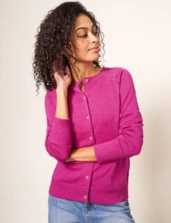 WHITE STUFF Pure Cotton Crew Neck Button Front Cardigan -Marksandspencer Sale Store SD 10 T83 4054W A0 X EC 2