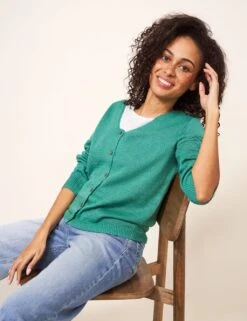 WHITE STUFF Cotton Rich Knitted V-Neck Cardigan -Marksandspencer Sale Store SD 10 T83 4064W J0 X EC 2