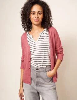 WHITE STUFF Cotton Rich Knitted V-Neck Cardigan -Marksandspencer Sale Store SD 10 T83 4065W A0 X EC 2