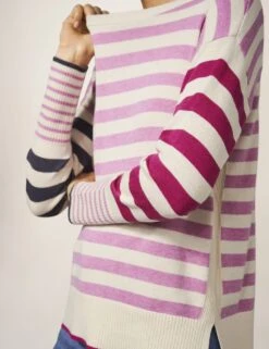 WHITE STUFF Cotton Rich Striped Round Neck Jumper -Marksandspencer Sale Store SD 10 T83 4068W ZZ X EC 2