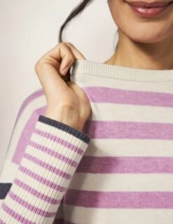 WHITE STUFF Cotton Rich Striped Round Neck Jumper -Marksandspencer Sale Store SD 10 T83 4068W ZZ X EC 3