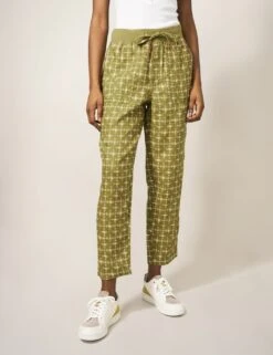 WHITE STUFF Pure Linen Printed Ankle Grazer Trousers -Marksandspencer Sale Store SD 10 T83 4086W J4 X EC 2