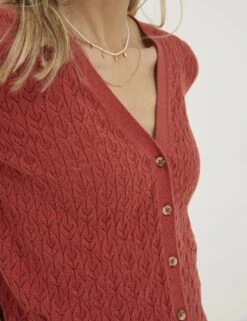 Pure Cotton Pointelle V-Neck Cardigan 9 Pure Cotton Pointelle V-Neck Cardigan -Marksandspencer Sale Store SD 10 T83 4571W B0 X EC 3