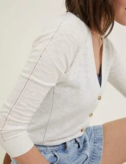 Pure Cotton V-Neck Button Front Cardigan -Marksandspencer Sale Store SD 10 T83 4801W Z0 X EC 2