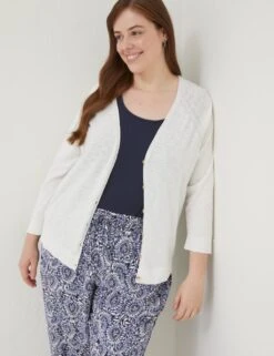 Pure Cotton V-Neck Button Front Cardigan -Marksandspencer Sale Store SD 10 T83 4801W Z0 X EC 3