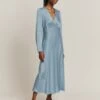 Ghost Satin V-Neck Empire Line Midi Dress