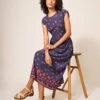 WHITE STUFF Pure Cotton Printed Midi Waisted Dress -Marksandspencer Sale Store SD 10 T83 5377W D4 X EC 0