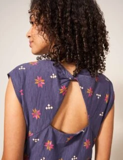 WHITE STUFF Pure Cotton Printed Midi Waisted Dress -Marksandspencer Sale Store SD 10 T83 5377W D4 X EC 1