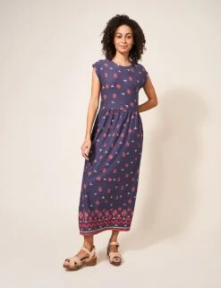 WHITE STUFF Pure Cotton Printed Midi Waisted Dress -Marksandspencer Sale Store SD 10 T83 5377W D4 X EC 2