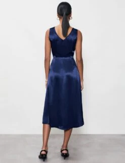 Satin V-Neck Midi Tea Dress -Marksandspencer Sale Store SD 10 T83 5437W F0 X EC 3