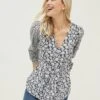 Floral V-Neck Wrap Blouse