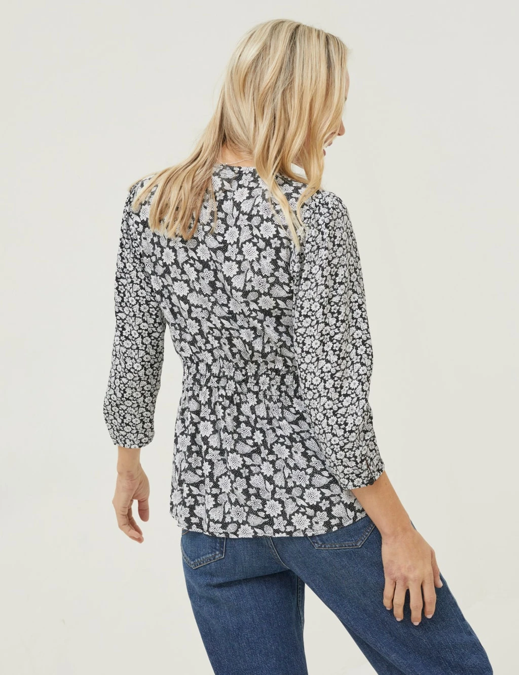 Floral V-Neck Wrap Blouse 3 Floral V-Neck Wrap Blouse - Image 3