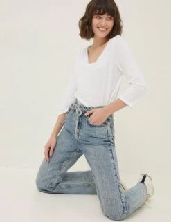 Belted Straight Leg Jeans