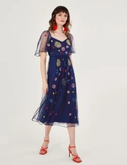 MONSOON Embellished V-Neck Midaxi Tea Dress