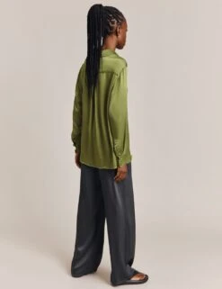 Ghost Satin Drawstring Straight Leg Trousers -Marksandspencer Sale Store SD 10 T83 5945W T0 X EC 2